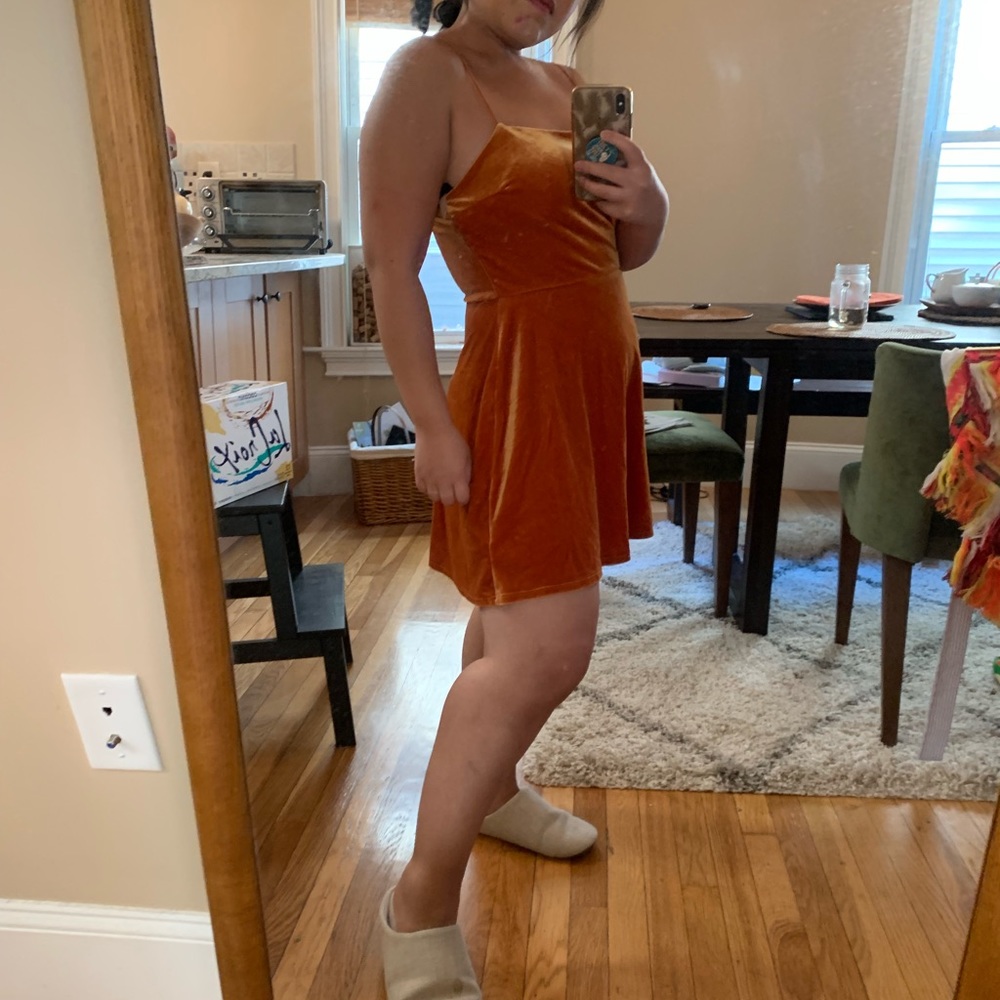 Urban Outfitters orange velvet dress